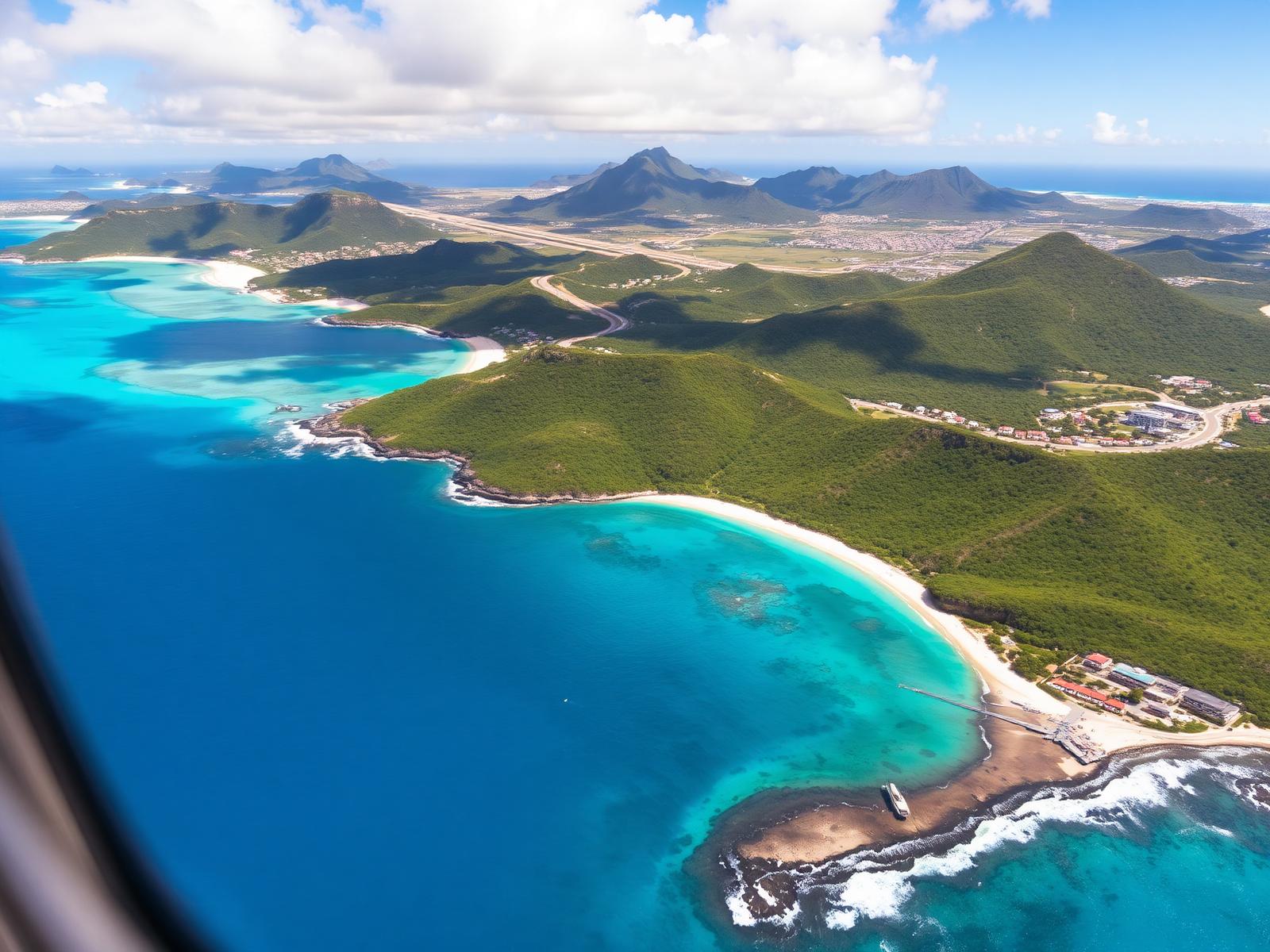 Aerial view of St. Maarten coastline